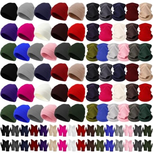 Winter Knit Beanie Scarf Gloves Set Bulk Warm Accessories Unisex Adult main image 7